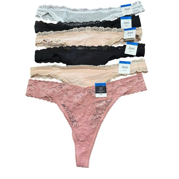 Lot 6 INC Jenni‎ Lace Thong XL X-Large Panty Underwear Panties Multicolor New - Picture 1 of 1